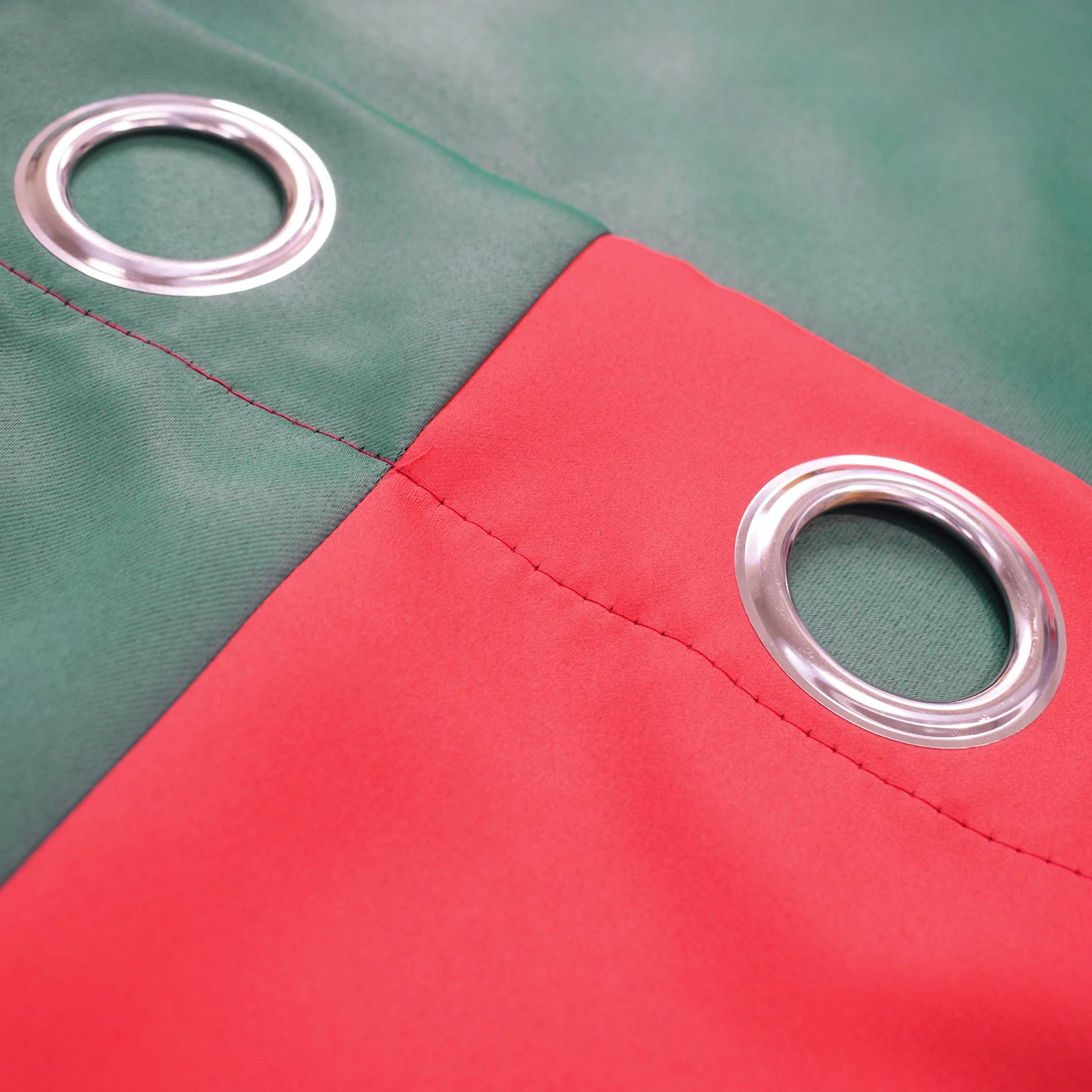 Indoor Grommet Top Curtains, Christmas Curtains, Red & Green Stitching Color Curtains, Indoor Christmas Curtains,2 Pcs - Image 7