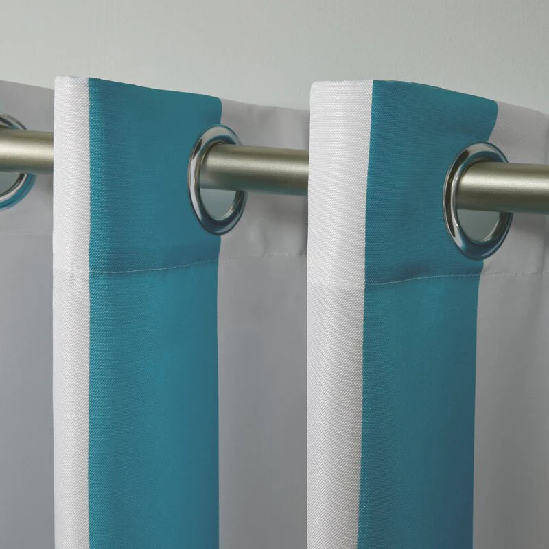 Striped Outdoor Waterproof Grommet Top Curtains, 1 Panel - Image 16