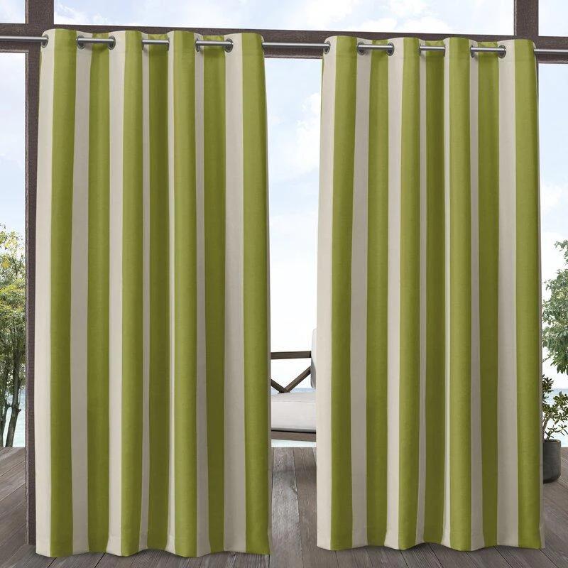 Striped Outdoor Waterproof Grommet Top Curtains, 1 Panel - Image 5