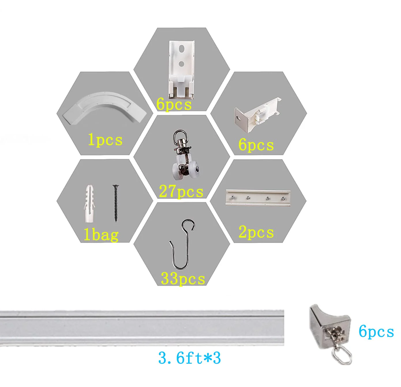Upgraded White Aluminum Curtain Track, with Curved track, Can be Used as an Extension Track Rod, Ceiling or Wall mount, Indoor or Outdoor - Image 26