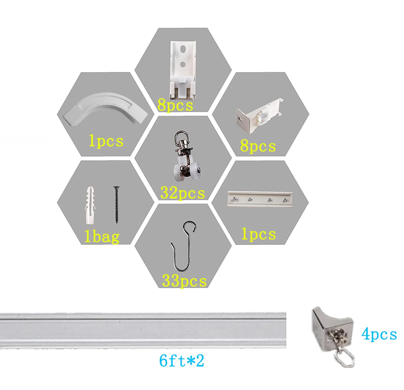 Upgraded White Aluminum Curtain Track, with Curved track, Can be Used as an Extension Track Rod, Ceiling or Wall mount, Indoor or Outdoor - Image 31