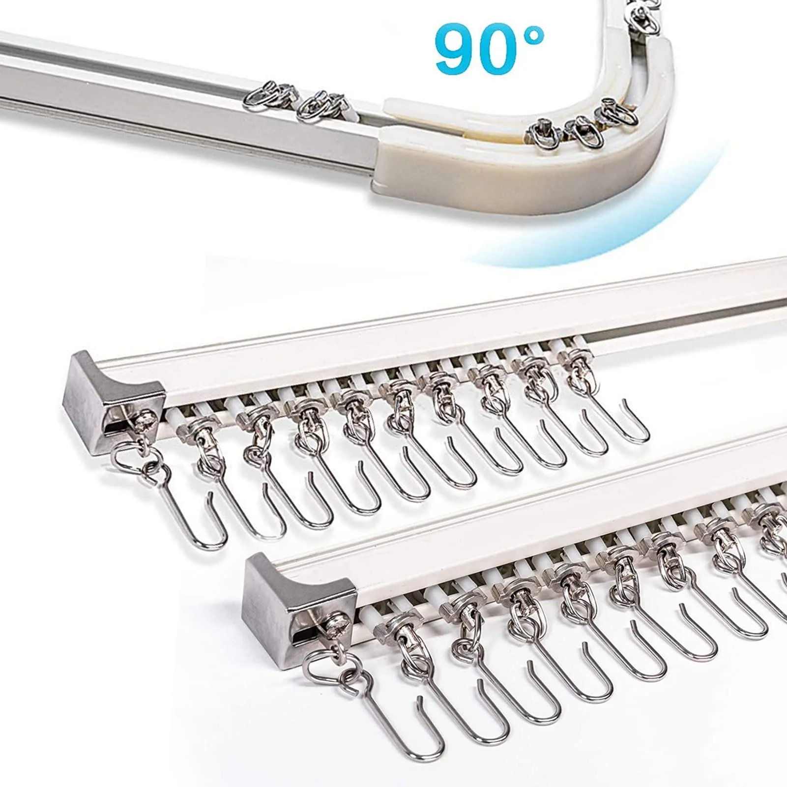 Upgraded White Aluminum Curtain Track, with Curved track, Can be Used as an Extension Track Rod, Ceiling or Wall mount, Indoor or Outdoor - Image 47
