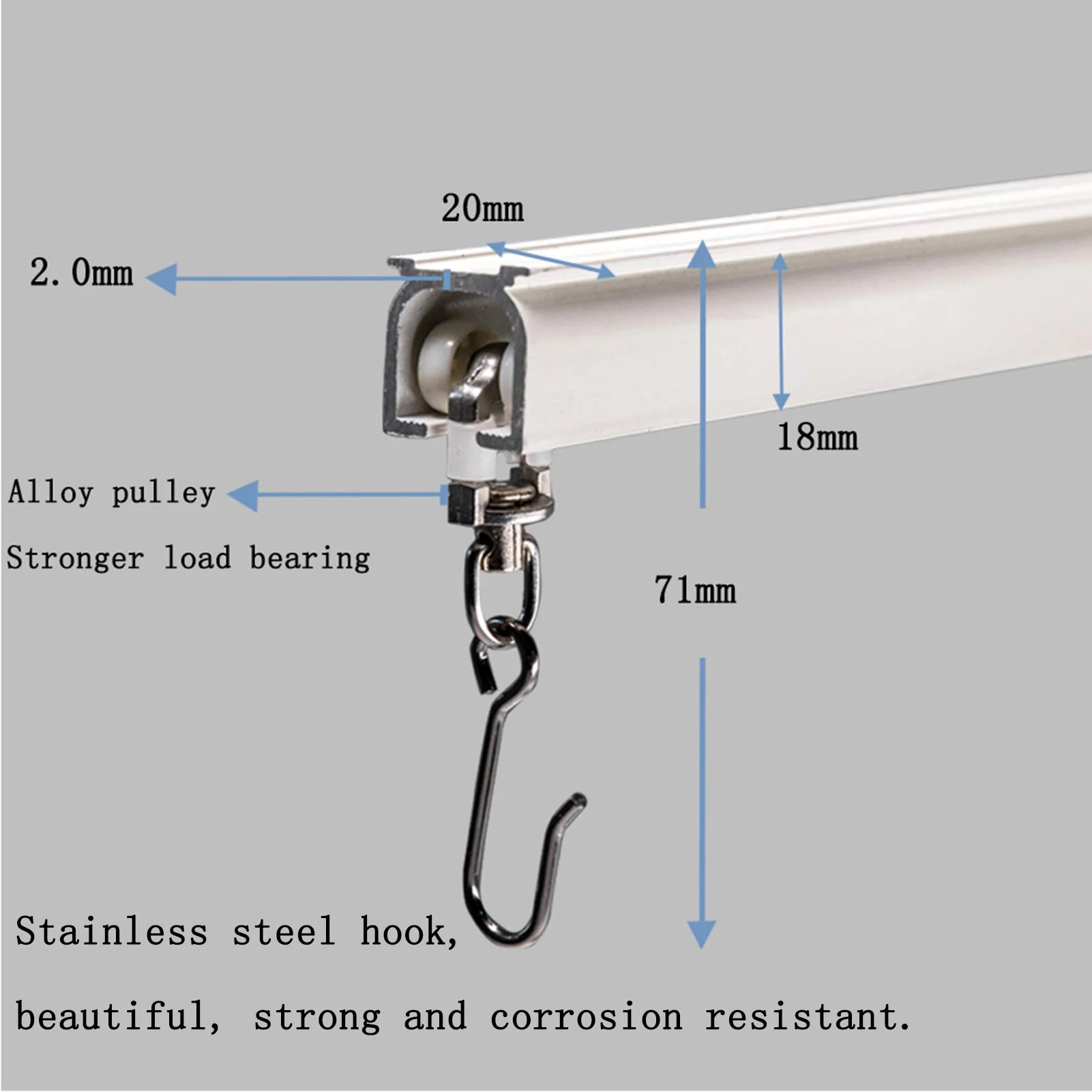 Upgraded White Aluminum Curtain Track, with Curved track, Can be Used as an Extension Track Rod, Ceiling or Wall mount, Indoor or Outdoor - Image 50